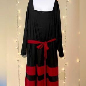 Bloomchic Two Tone Belted Bowknot Square Neck Dress Plus Size 28